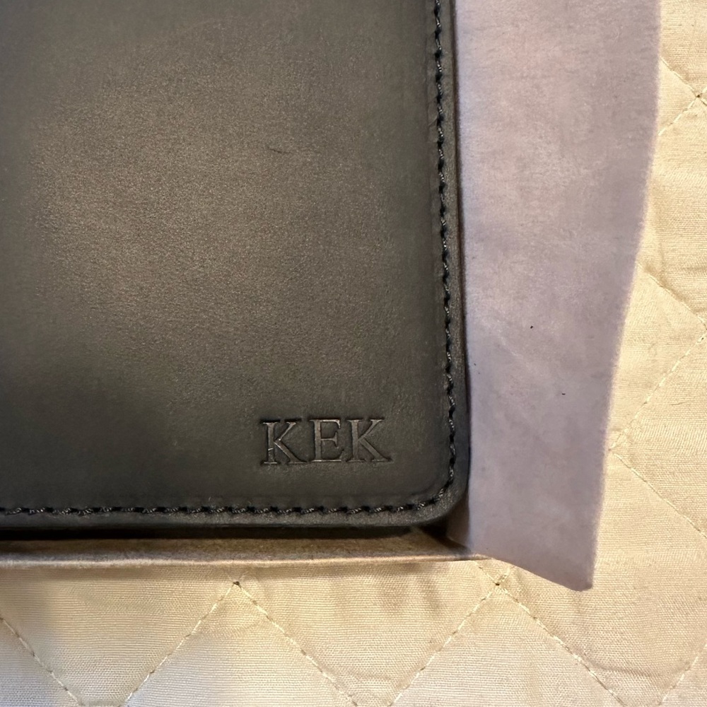 BRAND NEW - Never used, Personalized Black Leather Passport holder